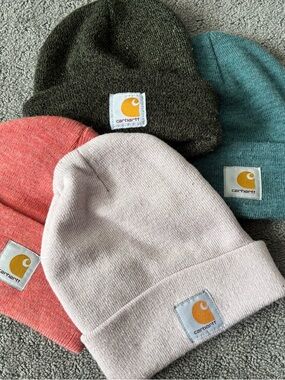 Carhartt Cuffed Beanie bundle. Blush, Coral, Olive & Teal